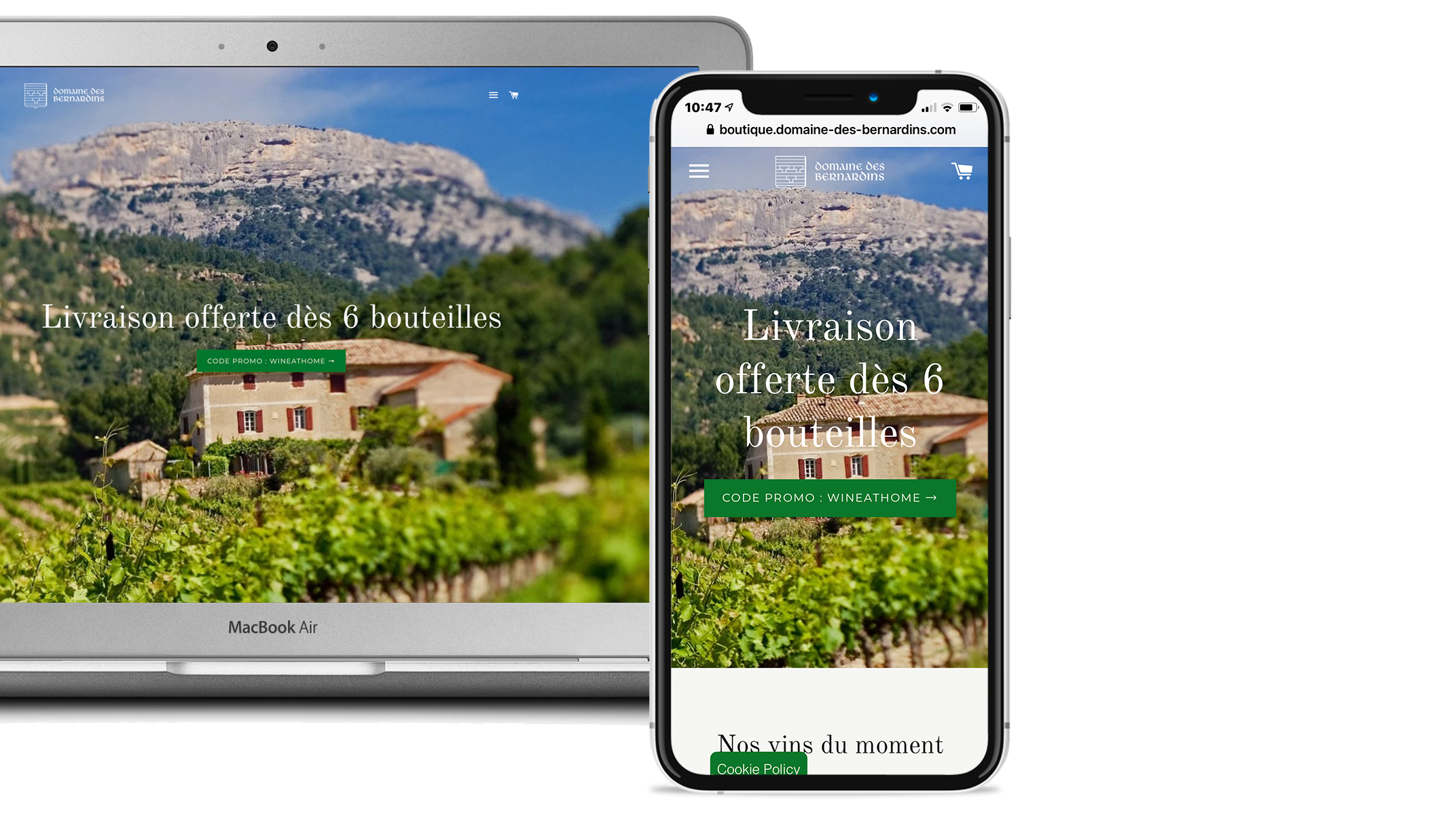 Boutique Shopify propulsée par vin.co